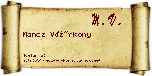 Mancz Várkony névjegykártya